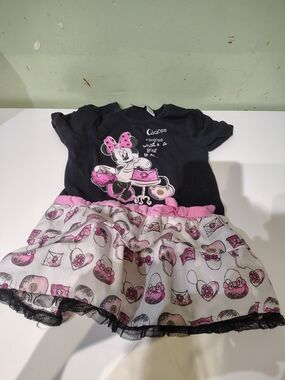 Disney Minnie Mouse Tunic Shirt Toddler Girl Black and White Shopping Size 4T